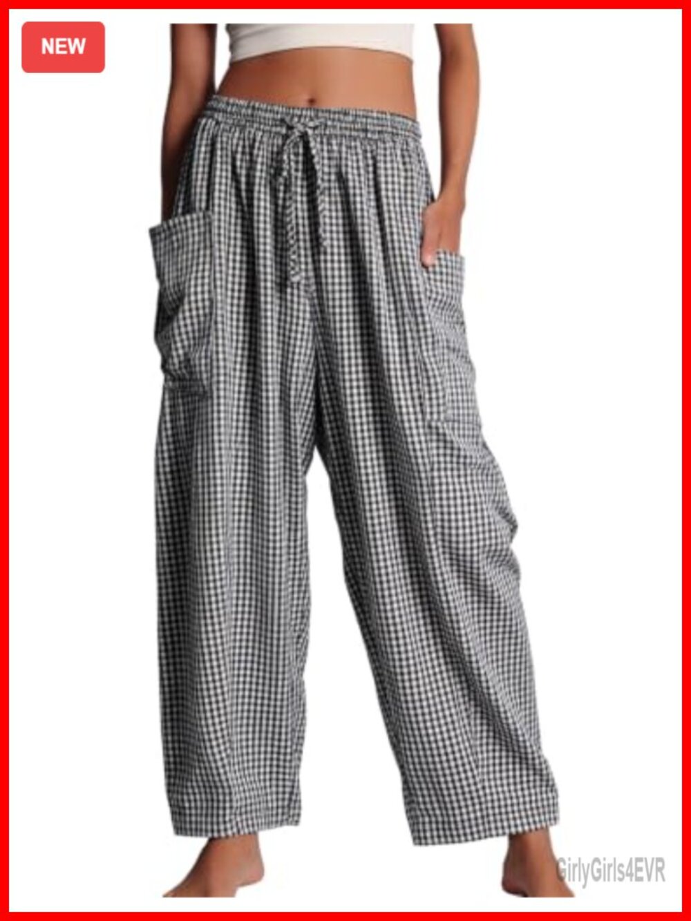 Wide Leg Palazzo Harem Pants Drawstring Loose Fit Pockets Casual